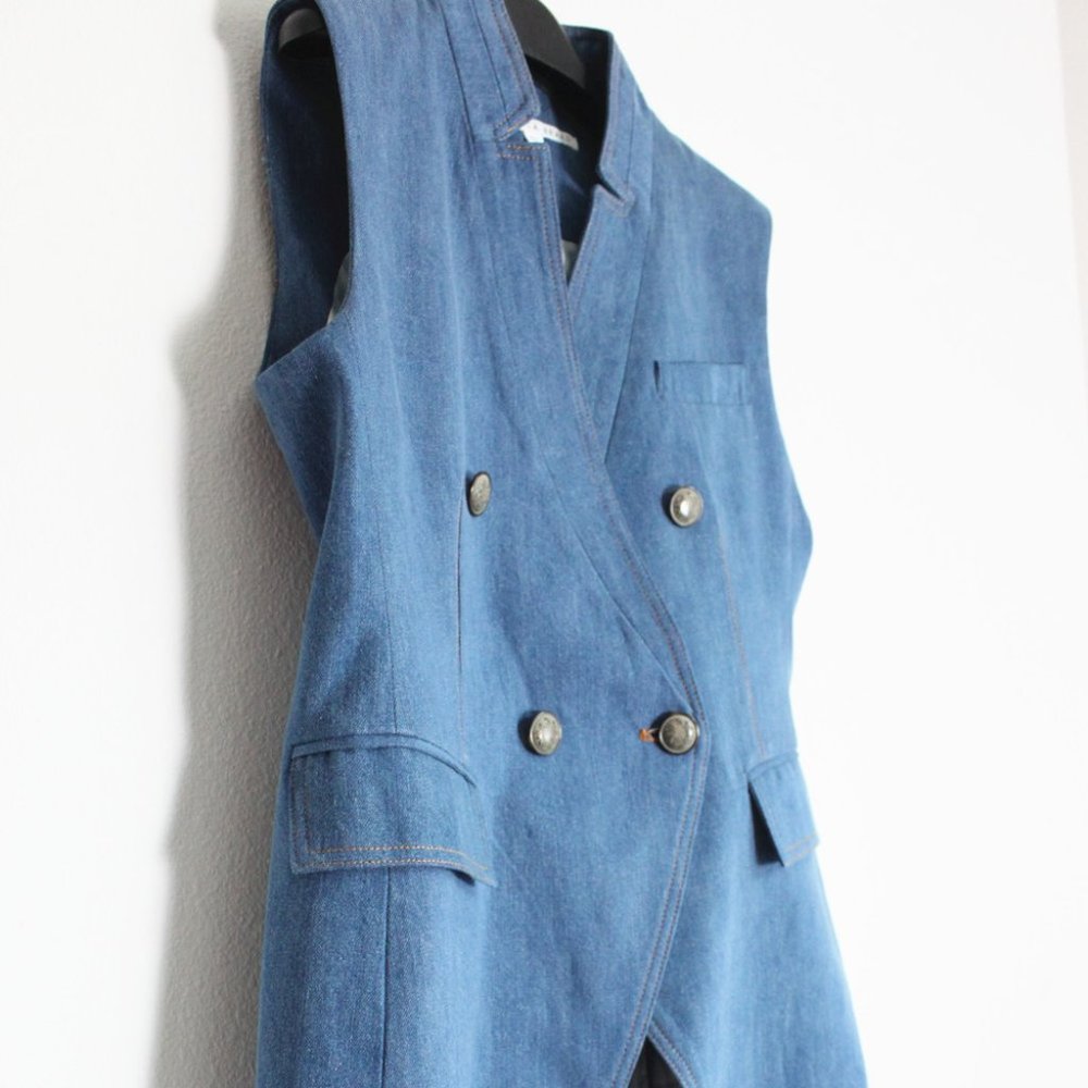 Veronica Beard Blue Double-Breasted Vest - Picture 3 of 11
